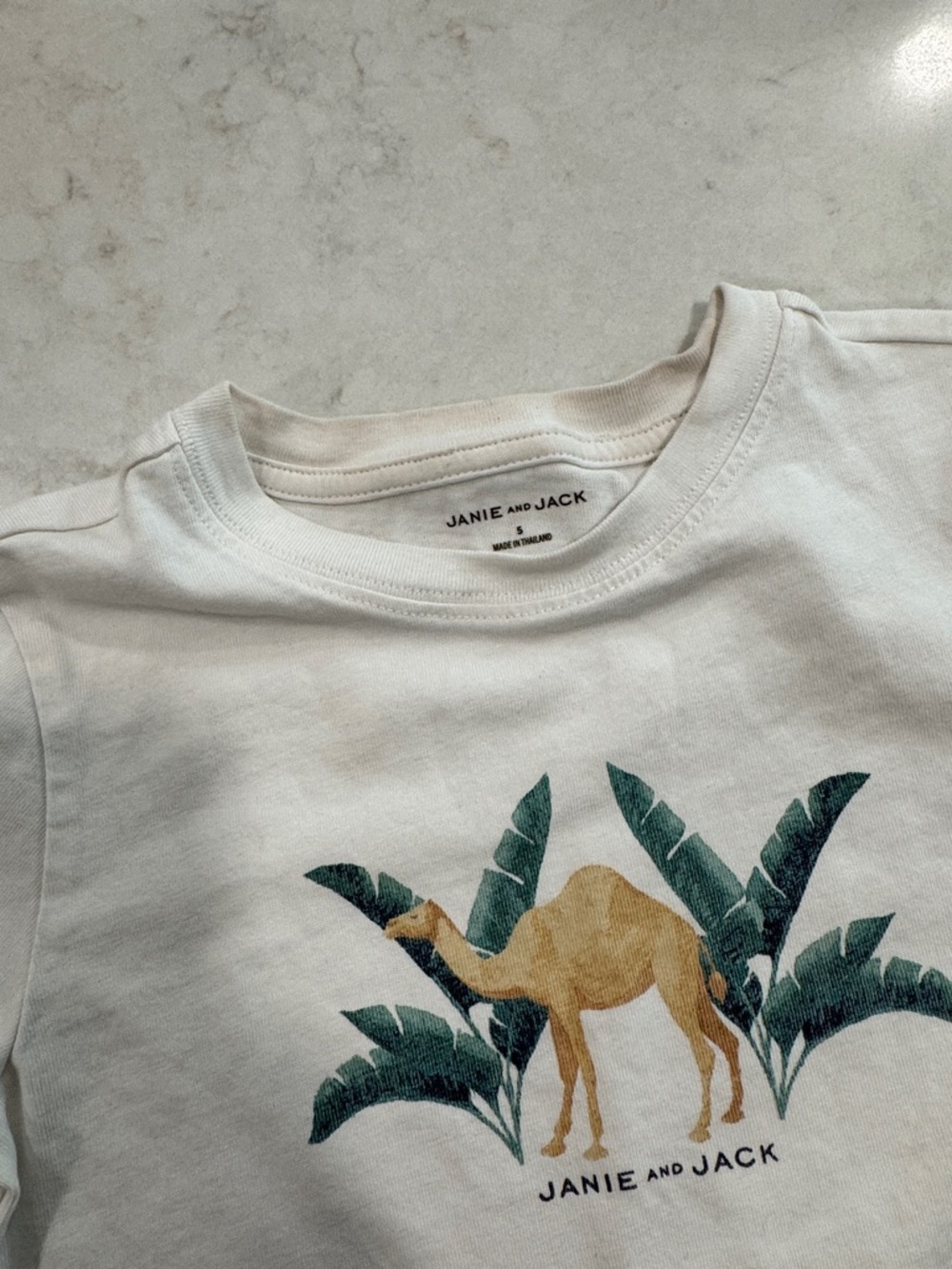 Janie and Jack Camel Swim Trunks and Cotton Shirt 5T - Picture 7 of 8